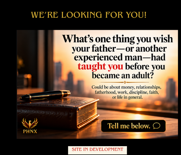 Fatherhood question flyer featuring a warm study interior